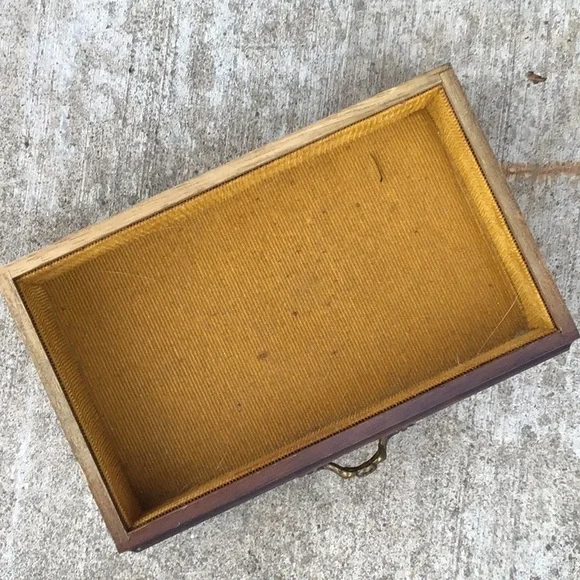 large Vintage Wooden Musical Jewelry Box, velvet lined drawers, made in Japan